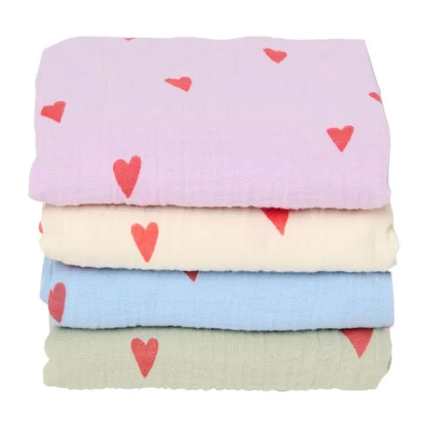 Studio Noos Swaddle - Light Blue Hearts - 70x70 cm New