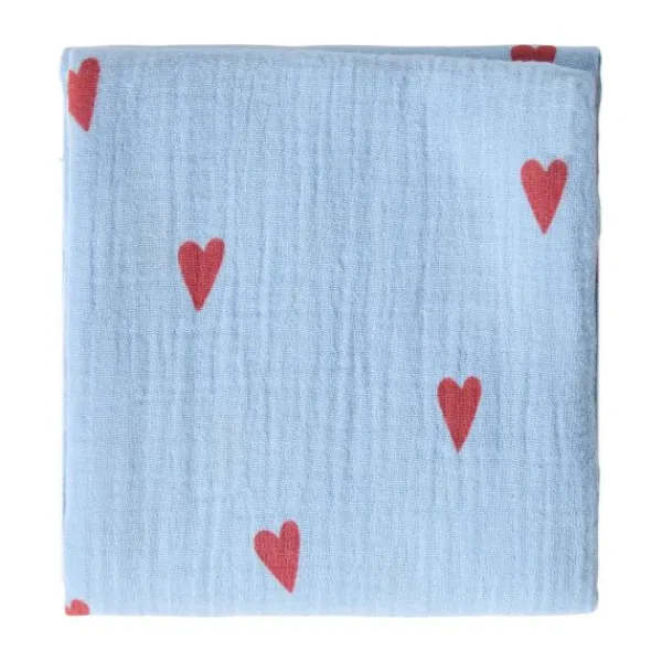 Studio Noos Swaddle - Light Blue Hearts - 70x70 cm New