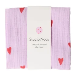 Studio Noos Swaddle - Light Blue Hearts - 70x70 cm New