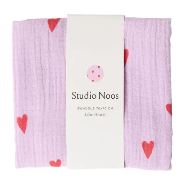 Studio Noos Swaddle - Light Blue Hearts - 70x70 cm New