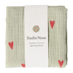 Studio Noos Swaddle - Light Blue Hearts - 70x70 cm New