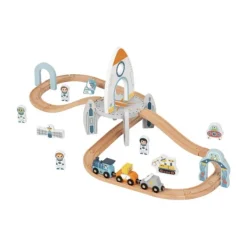 Tooky Toy Treinbaan Met Ruimtestation - Hout Outlet