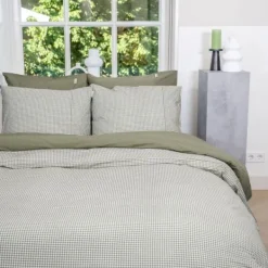 Town & Country Gingham Dekbedovertrek - 140 x 220 cm - Olive Outlet