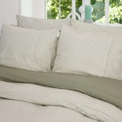 Town & Country Gingham Dekbedovertrek - 140 x 220 cm - Olive Outlet