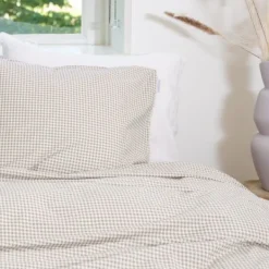 Town & Country Gingham Dekbedovertrek - 140 x 220 cm - Taupe New