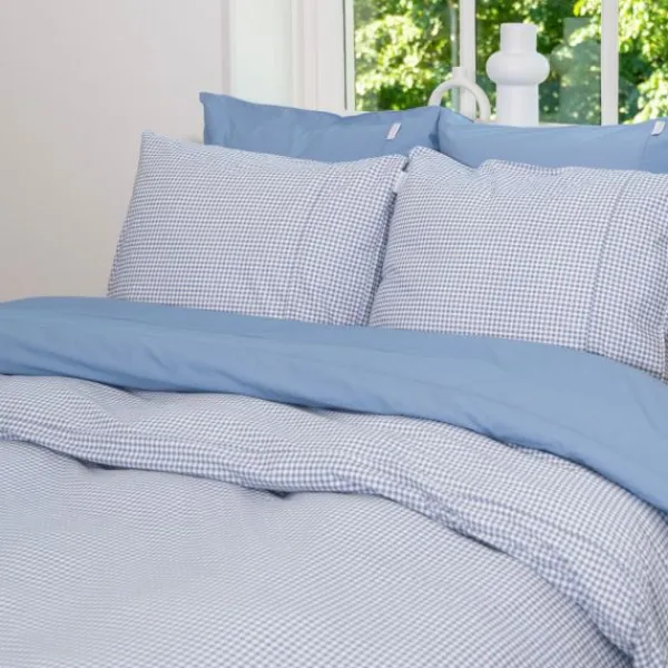Town & Country Gingham Dekbedovertrek - 140 x 220 cm - Old Blue New