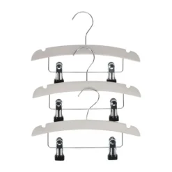 TWF Kledinghanger Met Clips - 3 Stuks - Hout Wit Clearance