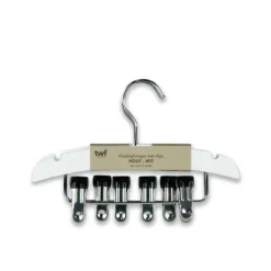 TWF Kledinghanger Met Clips - 3 Stuks - Hout Wit Clearance