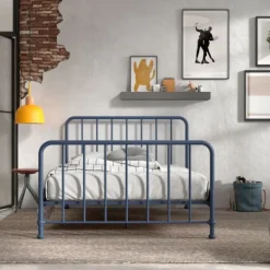 Vipack Bronxx Bed - 140 x 200 cm - Mat Blue Denim Hot