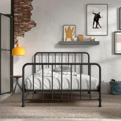 Vipack Bronxx Bed - 140 x 200 cm - Mat Blue Denim Hot