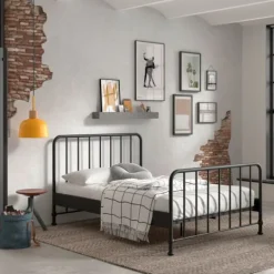 Vipack Bronxx Bed - 140 x 200 cm - Mat Blue Denim Hot