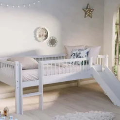 Vipack Forrest Semi - Halfhoogslaper Met Glijbaan 90x200 cm – Beuk Wit Hot