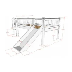 Vipack Forrest Semi - Halfhoogslaper Met Glijbaan 90x200 cm – Beuk Wit Hot