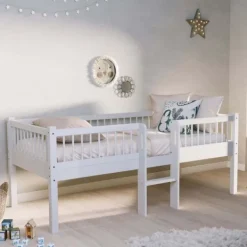 Vipack Forrest Semi - Halfhoogslaper Met Ladder 90x200 cm – Beuk Wit Hot