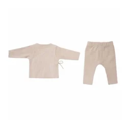 Witlof For Kids Velvet Rib Overslagtruitje + Broekje - Maat 50/56 - Soft Sand Discount