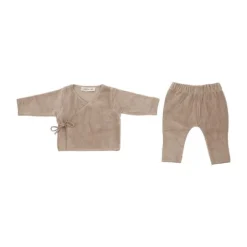 Witlof For Kids Velvet Rib Overslagtruitje + Broekje - Maat 50/56 - Soft Sand Discount