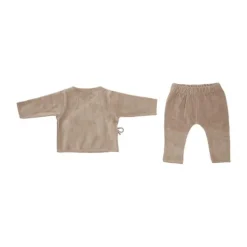 Witlof For Kids Velvet Rib Overslagtruitje + Broekje - Maat 50/56 - Soft Sand Discount