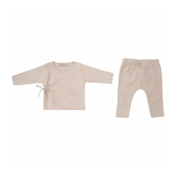 Witlof For Kids Velvet Rib Overslagtruitje + Broekje - Maat 50/56 - Soft Sand Discount