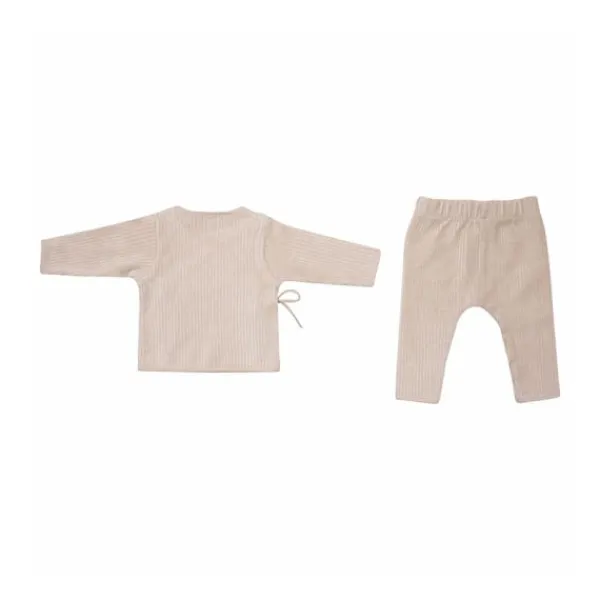 Witlof For Kids Velvet Rib Overslagtruitje + Broekje - Maat 50/56 - Soft Sand Discount