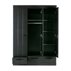 Woood Connect Kast 3-Deurs Met Lade Zwart Hot