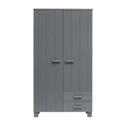 Woood Dennis Kledingkast + Laden Steel Grey 2-Deurs Best