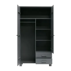 Woood Dennis Kledingkast + Laden Steel Grey 2-Deurs Best