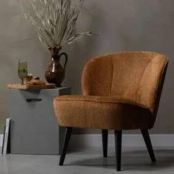 Woood Fauteuil - Sara - Structure Velvet Cognac Outlet