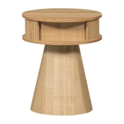 Woood Karri Nachtkastje - Rond - Hout Naturel