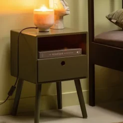 Woood Nachtkastje - Ozzy - Hout Warm Groen Online