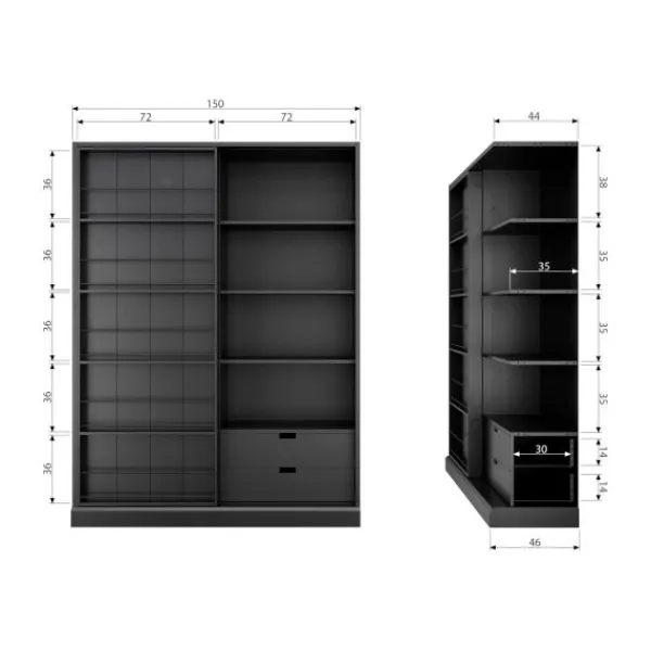 Woood Swing Schuifdeurkast – Grenen – Zwart Discount